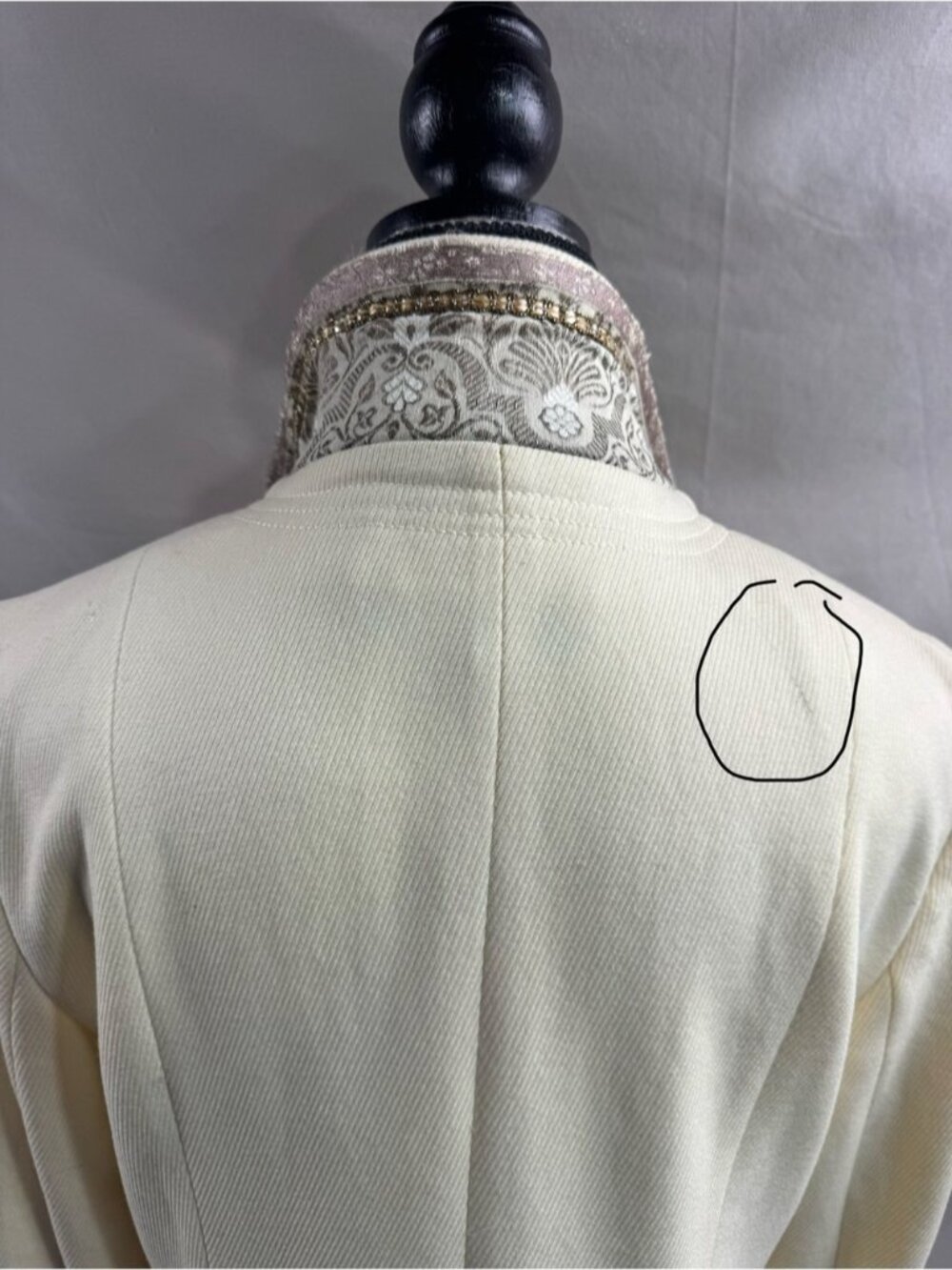 ZARA Collection Wool Blend Embellished Collar & Cuff Long Coat Cream - Picture 13 of 15